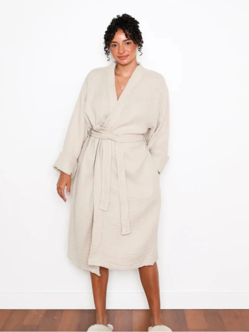Tofino Towel The Quest Muslin Robe - Beige **missing wrap tie